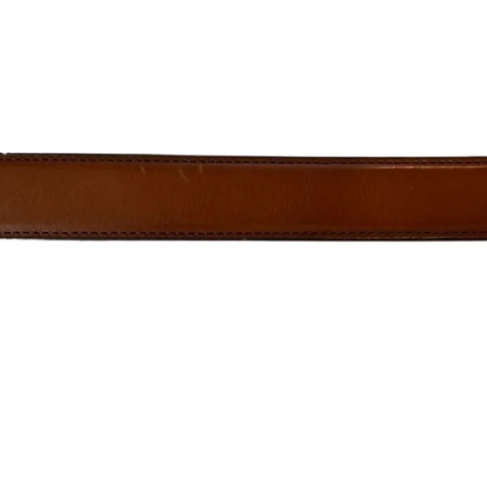 Nautica Men's Brown Leather Belt Size 44 Silver Buckle Classic Business Casual